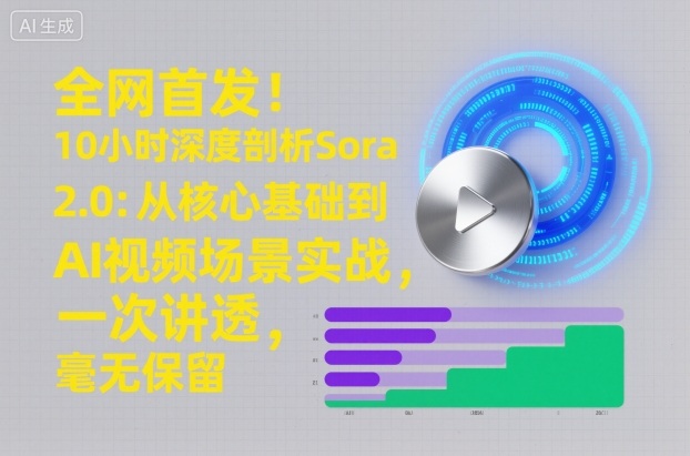 全网首发!10小时深度剖析Sora 2.0:从核心基础到AI视频场景实战,一次讲透,毫无保留-阳知网创资源库