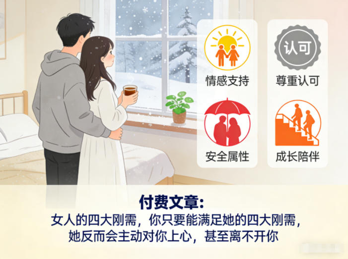 付费文章:女人的四大刚需,你只要能满足她的四大刚需,她反而会主动对你上心,甚至离不开你-阳知网创资源库