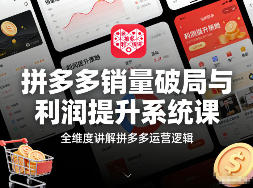 拼多多销量破局与利润提升系统课,全维度讲解拼多多运营逻辑-阳知网创资源库