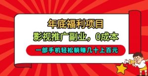 年底福利项目,影视推广副业,一部手机轻松躺入几十上百【揭秘】-阳知网创资源库