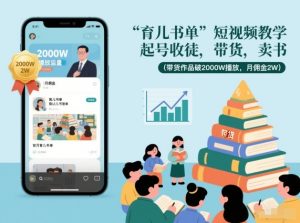 育儿书单短视频教学，起号收徒，带货，卖书（带货作品破2000W播放，月佣金2W）-阳知网创资源库