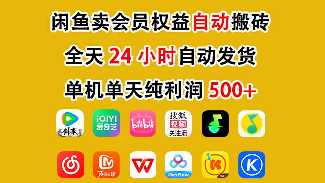 闲鱼卖会员权益，一部手机日入5张+，无需囤货全程24小时自动托管-阳知网创资源库