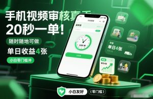 手机视频审核真香！20秒一单，随时随地可做，单日收益4张，小白零门槛冲【揭秘】-阳知网创资源库