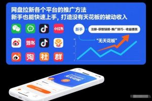 网盘拉新各个平台的推广方法,新手也能快速上手,打造没有天花板的被动收入-阳知网创资源库