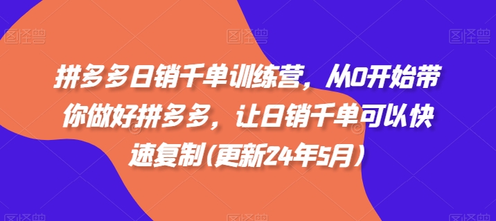 拼多多日销千单训练营,从0开始带你做好拼多多,让日销千单可以快速复制(更新25年12月)-阳知网创资源库