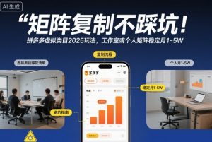 矩阵复制不踩坑!拼多多虚拟类目2025玩法,工作室或者个人矩阵稳定月1-5W【揭秘】-阳知网创资源库
