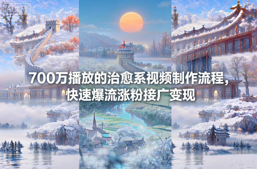 700万播放的治愈系视频制作流程,快速爆流涨粉接广变现-阳知网创资源库