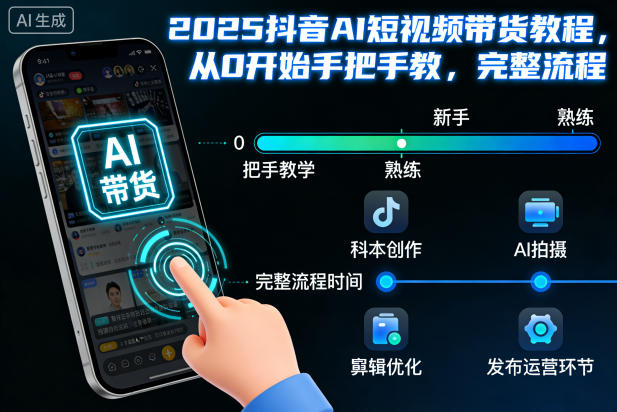 2025抖音AI短视频带货教程，从0开始手把手教，完整流程-阳知网创资源库