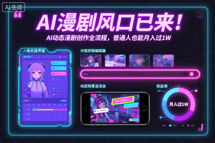 AI漫剧风口已来!AI动态漫剧创作全流程,普通人也能月入过1W-阳知网创资源库