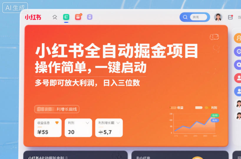 小红书全自动掘金项目，操作简单，一键启动，多号即可放大利润，日入三位数【揭秘】-阳知网创资源库