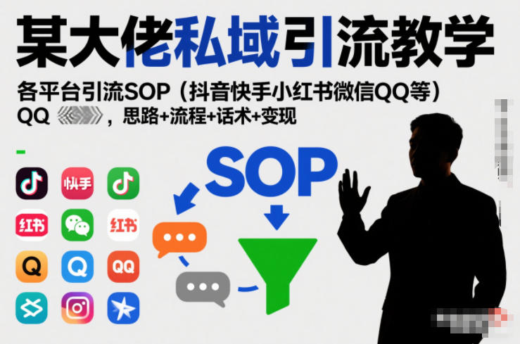 某大佬私域引流教学,各平台引流SOP(抖音快手小红书微信QQ等),思路+流程+话术+变现-阳知网创资源库