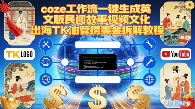 Coze扣子工作流一键生成英文版民间故事视频，文化出海TK油管捞美金拆解教程-阳知网创资源库