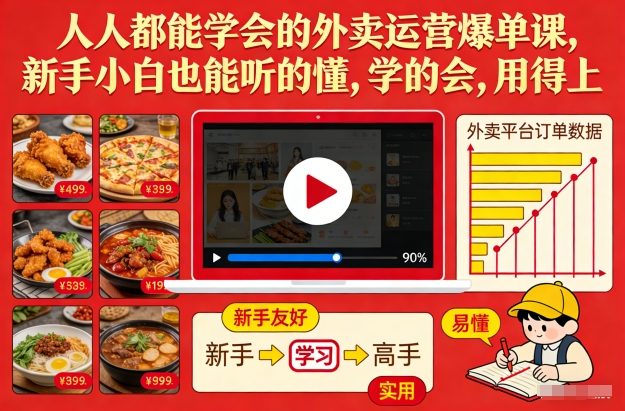 人人都能学会的外卖运营爆单课,新手小白也能听的懂,学的会,用得上-阳知网创资源库