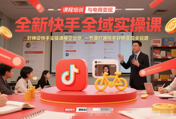 全新快手全域实操课，封神级快手实操课横空出世，一节课打通快手好物变现全链路-阳知网创资源库