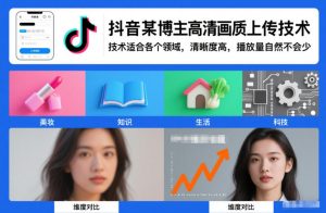 抖音某博主视频高清画质上传技术,技术适合各个领域,清晰度高,播放量自然不会少-阳知网创资源库