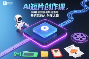 AI短片创作课,从0基础到实战项目落地,开启你的AI创作之路-阳知网创资源库