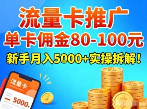 流量卡推广,单卡佣金80-100,新手月入5k+实操拆解!-阳知网创资源库