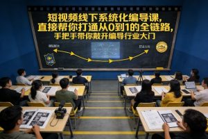 短视频线下系统化编导课,直接帮你打通从0到1的全链路,手把手带你敲开编导行业大门-阳知网创资源库