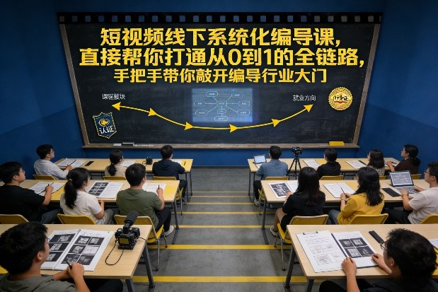 短视频线下系统化编导课,直接帮你打通从0到1的全链路,手把手带你敲开编导行业大门-阳知网创资源库
