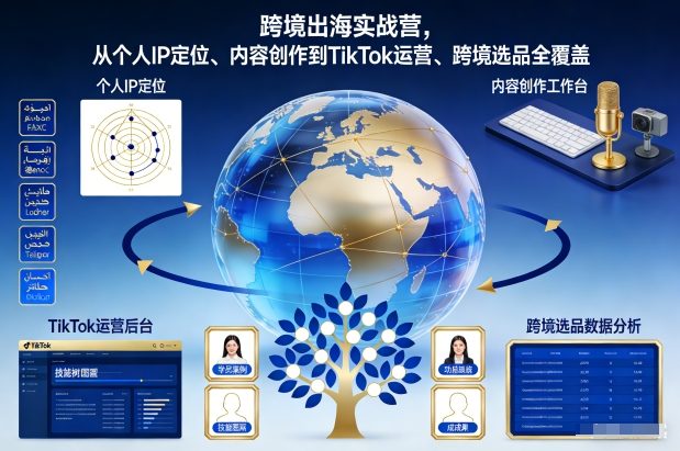 跨境出海实战营,从个人IP定位、内容创作到TikTok运营、跨境选品全覆盖-阳知网创资源库