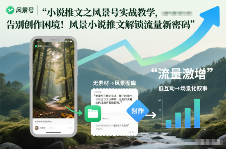 小说推文之风景号实战教学,告别创作困境!风景小说推文解锁流量新密码-阳知网创资源库