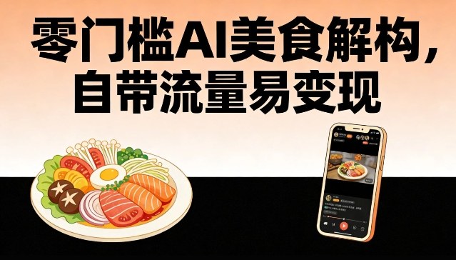 零门槛AI美食解构，自带流量易变现-阳知网创资源库