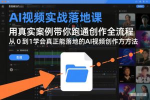 AI视频实战落地课,用真实案例带你跑通创作全流程,从0到1学会真正能落地的AI视频创作方法-阳知网创资源库