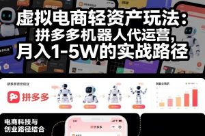 虚拟电商轻资产玩法:拼多多机器人代运营,月入1-5W的实战路径【揭秘】-阳知网创资源库