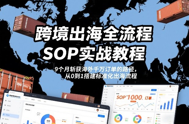 跨境出海全流程全盘托出SOP实战教程,9个月斩获海外千万订单的路径,从0到1搭建标准化出海流程-阳知网创资源库