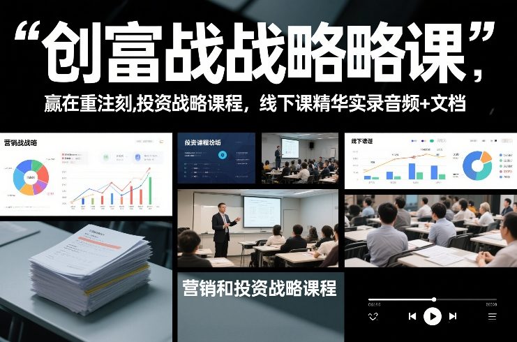 创富战略课,赢在重注时刻,营销和投资战略课程,线下课精华实录音频+文档-阳知网创资源库