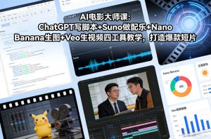AI电影大师课：ChatGPT写脚本+Suno做配乐+Nano Banana生图+Veo生视频，打造爆款短片-阳知网创资源库