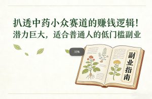 扒透中药小众赛道的賺米逻辑，潜力巨大，适合普通人的低门槛副业-阳知网创资源库