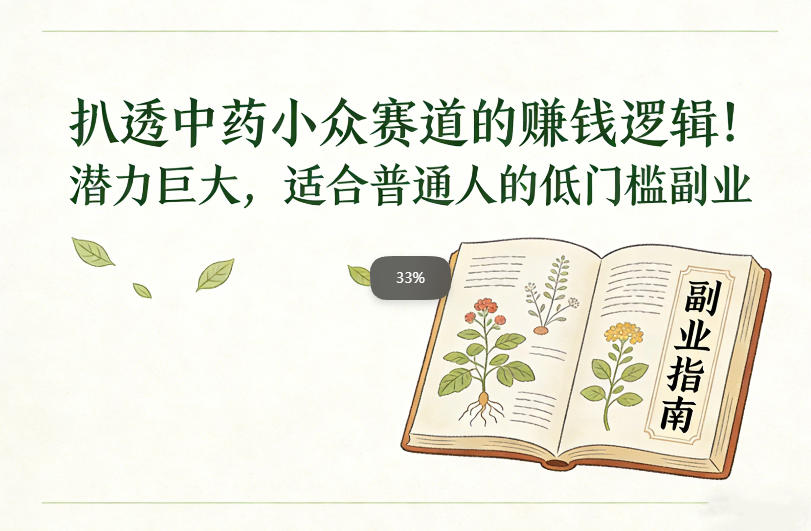 扒透中药小众赛道的賺米逻辑,潜力巨大,适合普通人的低门槛副业-阳知网创资源库