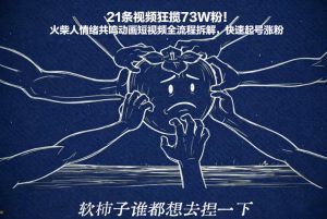 21条视频狂揽73W粉！火柴人情绪共鸣动画短视频全流程拆解，快速起号涨粉-阳知网创资源库