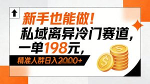 新手也能做!私域离异冷门赛道,一单198,精准人群日入1k+-阳知网创资源库