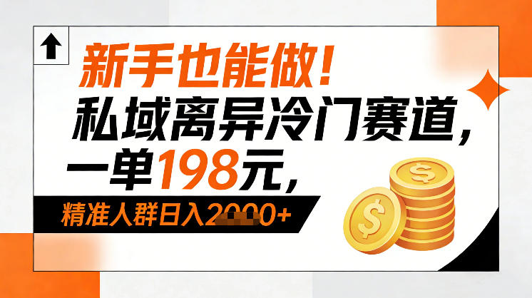 新手也能做！私域离异冷门赛道，一单198，精准人群日入1k+-阳知网创资源库