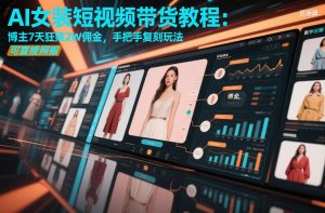 AI女装短视频带货教程:博主7天狂賺2W佣金,手把手复刻玩法,可直接照搬-阳知网创资源库