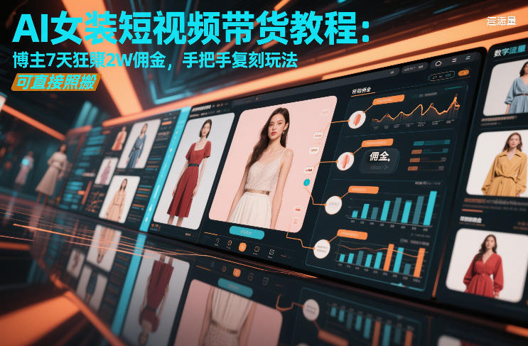 AI女装短视频带货教程:博主7天狂賺2W佣金,手把手复刻玩法,可直接照搬-阳知网创资源库