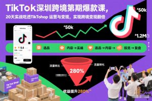TikTok深圳跨境第2期爆款课,20天实战吃透TikTok Shop运营与变现,实现跨境变现翻倍-阳知网创资源库