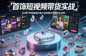 首饰短视频带货实战，从0到1带你跑通抖音小店和图文带货的全流程-阳知网创资源库