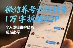 微信养号和防封号1万字拆解SOP,个人微信维护技巧,私域必学【文档】-阳知网创资源库