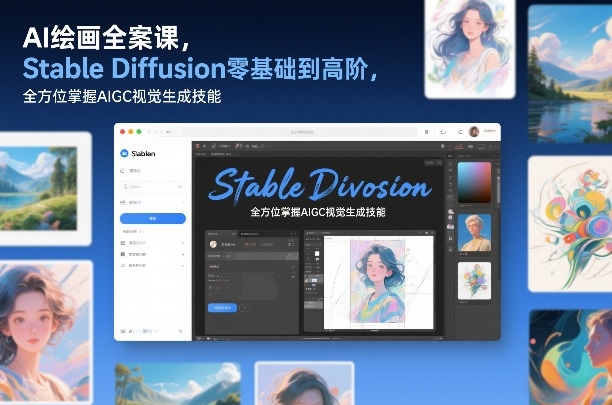 AI绘画全案课,Stable Diffusion零基础到高阶,全方位掌握AIGC视觉生成技能-阳知网创资源库