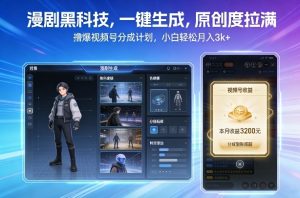 漫剧黑科技,一键生成,原创度拉满,撸爆视频号分成计划,小白轻松月入3k+-阳知网创资源库