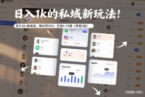 日入1k的私域新玩法:日引30+精准流,转化率50%,日销5-10笔(单笔3张)-阳知网创资源库