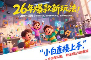 26年爆款新玩法,儿童科普AI视频,全流程实操,轻松做爆款内容,小白直接上手,附详细玩法教程-阳知网创资源库
