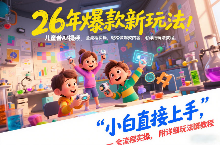 26年爆款新玩法,儿童科普AI视频,全流程实操,轻松做爆款内容,小白直接上手,附详细玩法教程-阳知网创资源库
