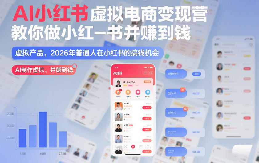 AI小红书虚拟电商变现营,教你做小红书并賺到钱,虚拟产品,2026年普通人在小红书的搞钱机会(更新中)-阳知网创资源库