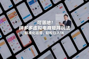 可落地!拼多多虚拟电商矩阵玩法,标准化运营,轻松日入1K+【揭秘】-阳知网创资源库