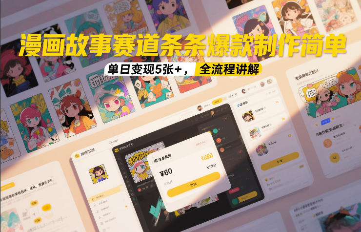 漫画故事赛道条条爆款制作简单,单日变现5张+,全流程讲解-阳知网创资源库