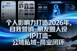 个人影响力打造2026年,自我营销-朋友圈人设-IP打造-公域私域-商业闭环-阳知网创资源库